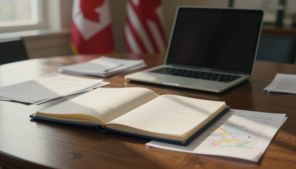 Business meeting discussing USMCA deadline impact on global supply chains and tariffs