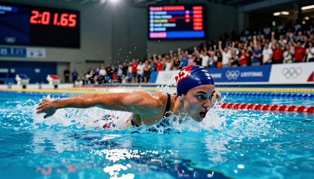Summer McIntosh record breaking 200m butterfly world record moment in Montreal swimming trials with powerful finish at the wall
