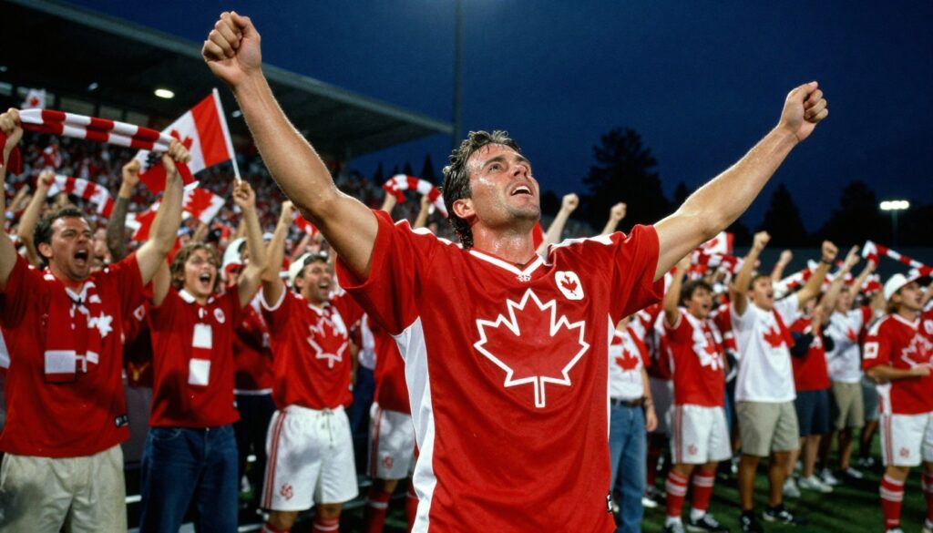 Canada World Cup 2026 fans celebrating a historic victory inside a packed stadium