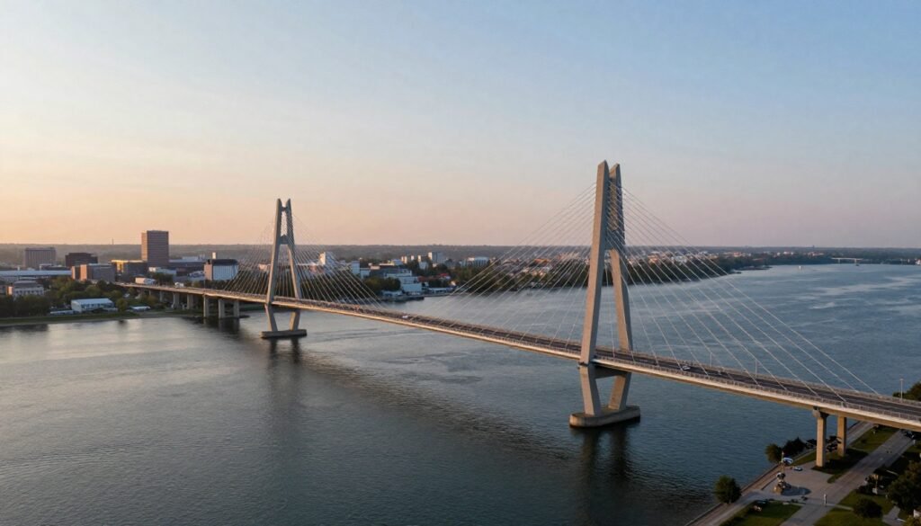 Gordie Howe International Bridge opens as a new six-lane cable-stayed bridge improving trade and travel between Canada and the United States
